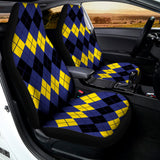 Black Yellow And Blue Argyle Print Universal Fit Car Seat Covers 102422