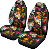 Blossom Flowers Skull Pattern Print Universal Fit Car Seat Covers 102422