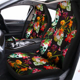 Blossom Flowers Skull Pattern Print Universal Fit Car Seat Covers 102422