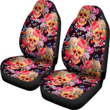 Blossom Peony Skull Pattern Print Universal Fit Car Seat Covers 102422