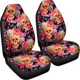 Blossom Peony Skull Pattern Print Universal Fit Car Seat Covers 102422
