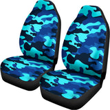 Blue And Black Camouflage Print Universal Fit Car Seat Covers 102422