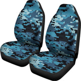 Blue And Black Digital Camo Print Universal Fit Car Seat Covers 102422