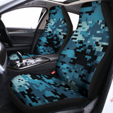 Blue And Black Digital Camo Print Universal Fit Car Seat Covers 102422