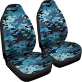 Blue And Black Digital Camo Print Universal Fit Car Seat Covers 102422
