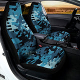 Blue And Black Digital Camo Print Universal Fit Car Seat Covers 102422