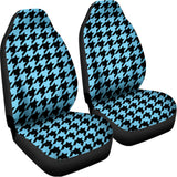 Blue And Black Houndstooth Pattern Print Universal Fit Car Seat Covers 102422