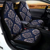 Blue And Brown Damask Pattern Print Universal Fit Car Seat Covers 102422