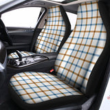 Blue And Brown Tattersall Pattern Print Universal Fit Car Seat Covers 102422