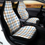 Blue And Brown Tattersall Pattern Print Universal Fit Car Seat Covers 102422