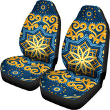 Blue And Gold Bohemian Mandala Print Universal Fit Car Seat Covers 102422