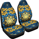 Blue And Gold Bohemian Mandala Print Universal Fit Car Seat Covers 102422