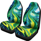 Blue And Green Acid Melt Print Universal Fit Car Seat Covers 102422