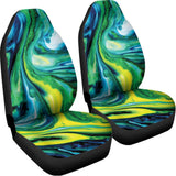 Blue And Green Acid Melt Print Universal Fit Car Seat Covers 102422