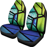 Blue And Green Stained Glass Print Universal Fit Car Seat Covers 102422