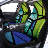 Blue And Green Stained Glass Print Universal Fit Car Seat Covers 102422