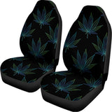 Blue And Green Weed Leaf Pattern Print Universal Fit Car Seat Covers 102422