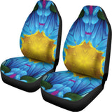Blue And Pink Flowers Kaleidoscope Print Universal Fit Car Seat Covers 102422