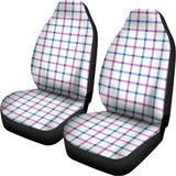 Blue And Purple Tattersall Pattern Print Universal Fit Car Seat Covers 102422