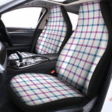 Blue And Purple Tattersall Pattern Print Universal Fit Car Seat Covers 102422