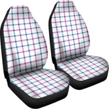 Blue And Purple Tattersall Pattern Print Universal Fit Car Seat Covers 102422