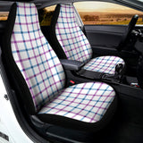 Blue And Purple Tattersall Pattern Print Universal Fit Car Seat Covers 102422