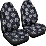 Blue And Silver Snowflake Pattern Print Universal Fit Car Seat Covers 102422