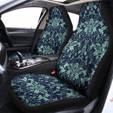 Blue And Teal Damask Pattern Print Universal Fit Car Seat Covers 102422