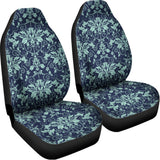 Blue And Teal Damask Pattern Print Universal Fit Car Seat Covers 102422
