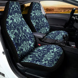 Blue And Teal Damask Pattern Print Universal Fit Car Seat Covers 102422