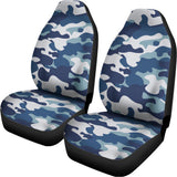Blue And White Camouflage Print Universal Fit Car Seat Covers 102422