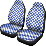 Blue And White Checkered Pattern Print Universal Fit Car Seat Covers 102422