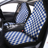 Blue And White Checkered Pattern Print Universal Fit Car Seat Covers 102422