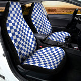 Blue And White Checkered Pattern Print Universal Fit Car Seat Covers 102422