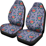 Blue And White Floral Glen Plaid Print Universal Fit Car Seat Covers 102422