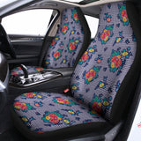 Blue And White Floral Glen Plaid Print Universal Fit Car Seat Covers 102422