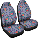 Blue And White Floral Glen Plaid Print Universal Fit Car Seat Covers 102422