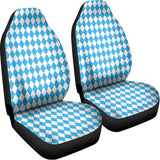 Blue And White Harlequin Pattern Print Universal Fit Car Seat Covers 102422