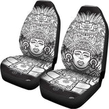 Blue And White Mayan Statue Print Universal Fit Car Seat Covers 102422