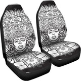 Blue And White Mayan Statue Print Universal Fit Car Seat Covers 102422