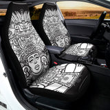 Blue And White Mayan Statue Print Universal Fit Car Seat Covers 102422