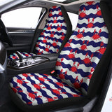 Blue And White Wave Crab Pattern Print Universal Fit Car Seat Covers 102422