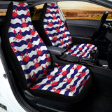 Blue And White Wave Crab Pattern Print Universal Fit Car Seat Covers 102422
