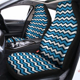Blue And White Zigzag Pattern Print Universal Fit Car Seat Covers 102422