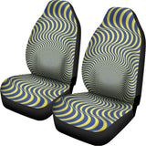 Blue And Yellow Illusory Motion Print Universal Fit Car Seat Covers 102422