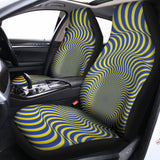 Blue And Yellow Illusory Motion Print Universal Fit Car Seat Covers 102422