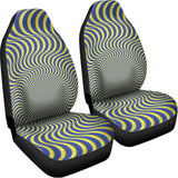 Blue And Yellow Illusory Motion Print Universal Fit Car Seat Covers 102422