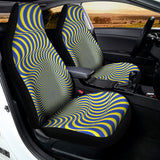 Blue And Yellow Illusory Motion Print Universal Fit Car Seat Covers 102422