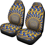 Blue And Yellow Motion Illusion Print Universal Fit Car Seat Covers 102422