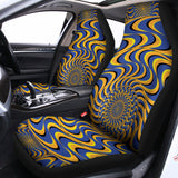Blue And Yellow Motion Illusion Print Universal Fit Car Seat Covers 102422